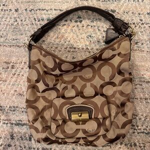 Coach Signature Brown and Black Shoulder Bag